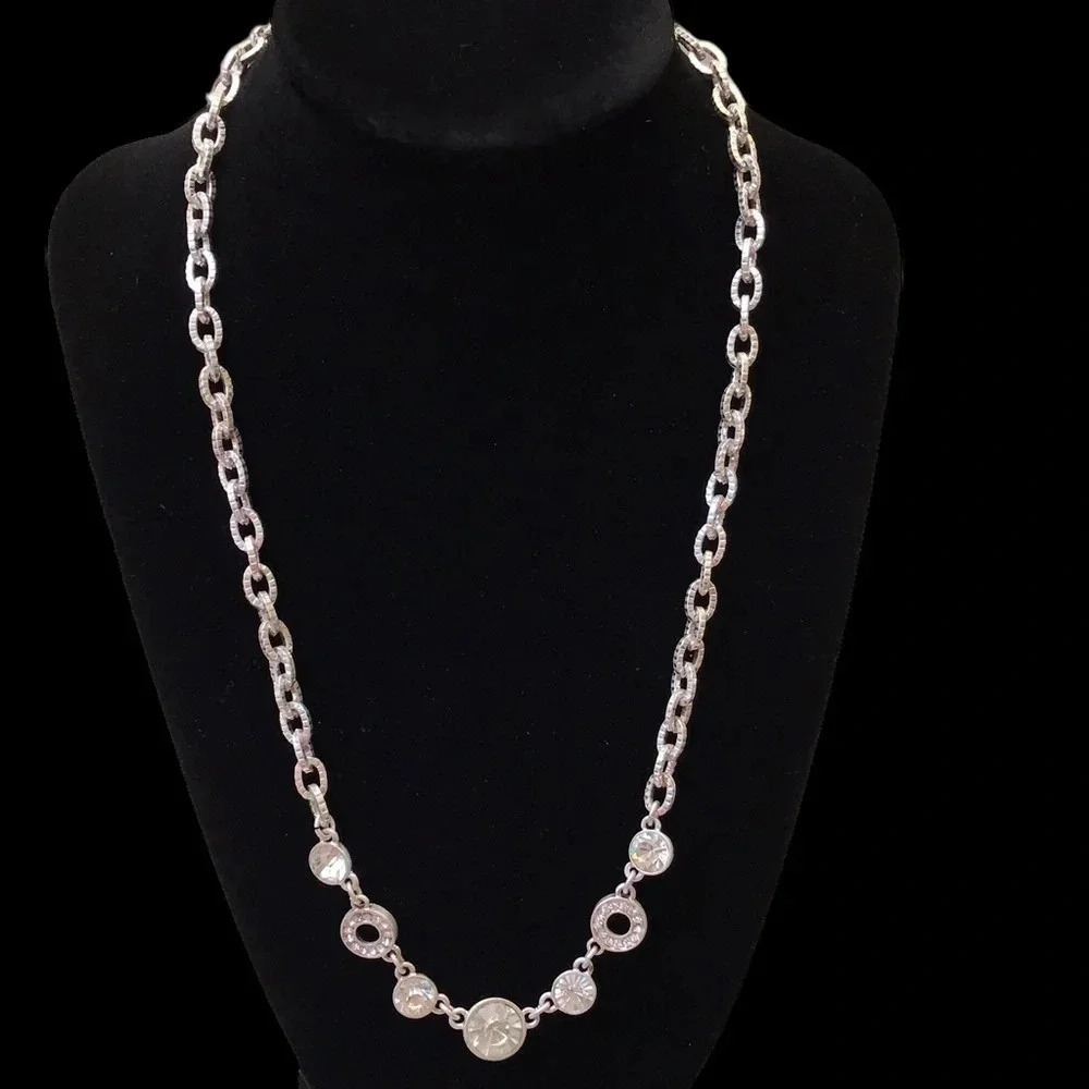 Jones New York Costume Silver Necklace with Crystal Gems